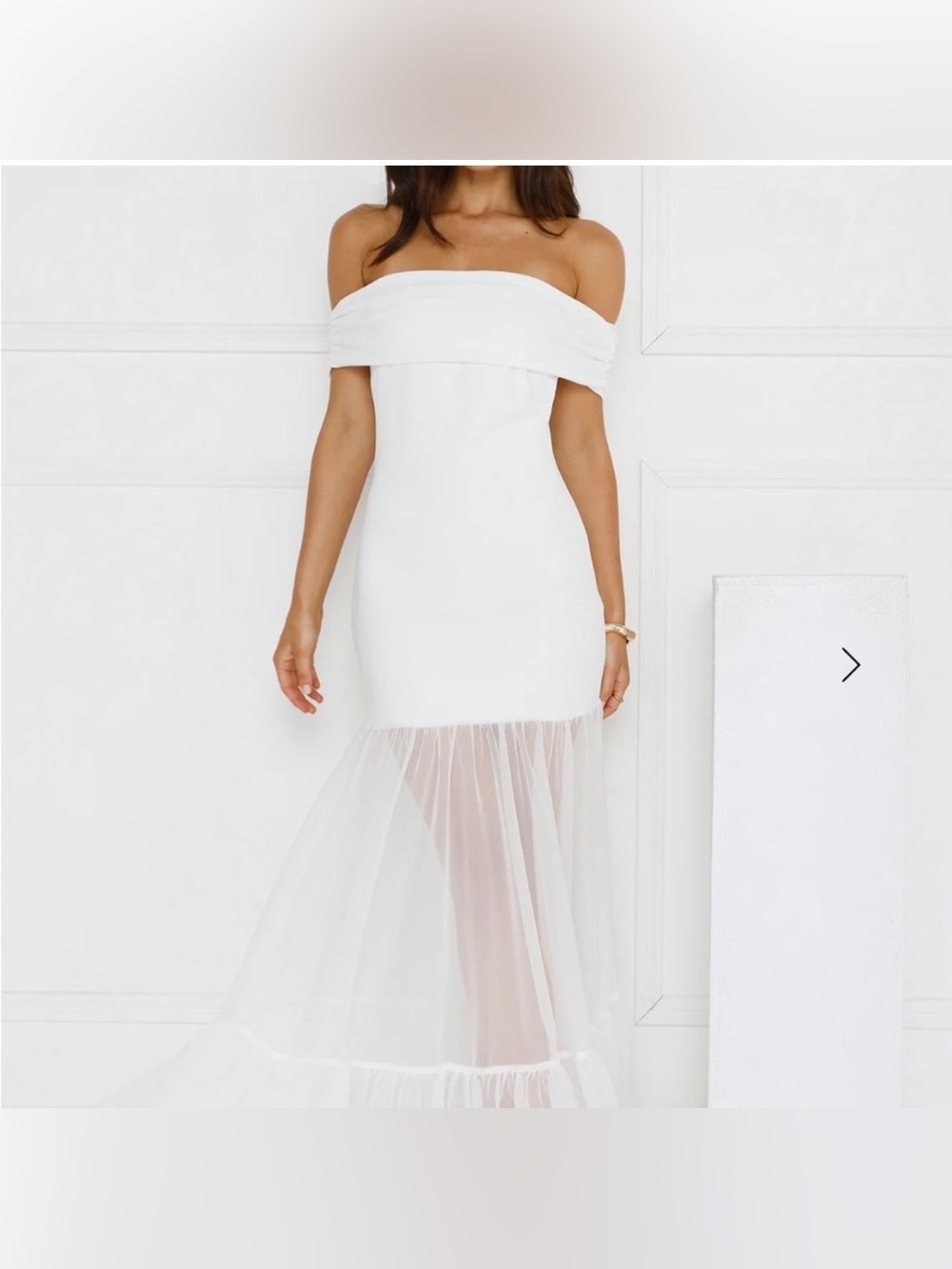 Hello Molly White Off-Shoulder Sheer dress Dress